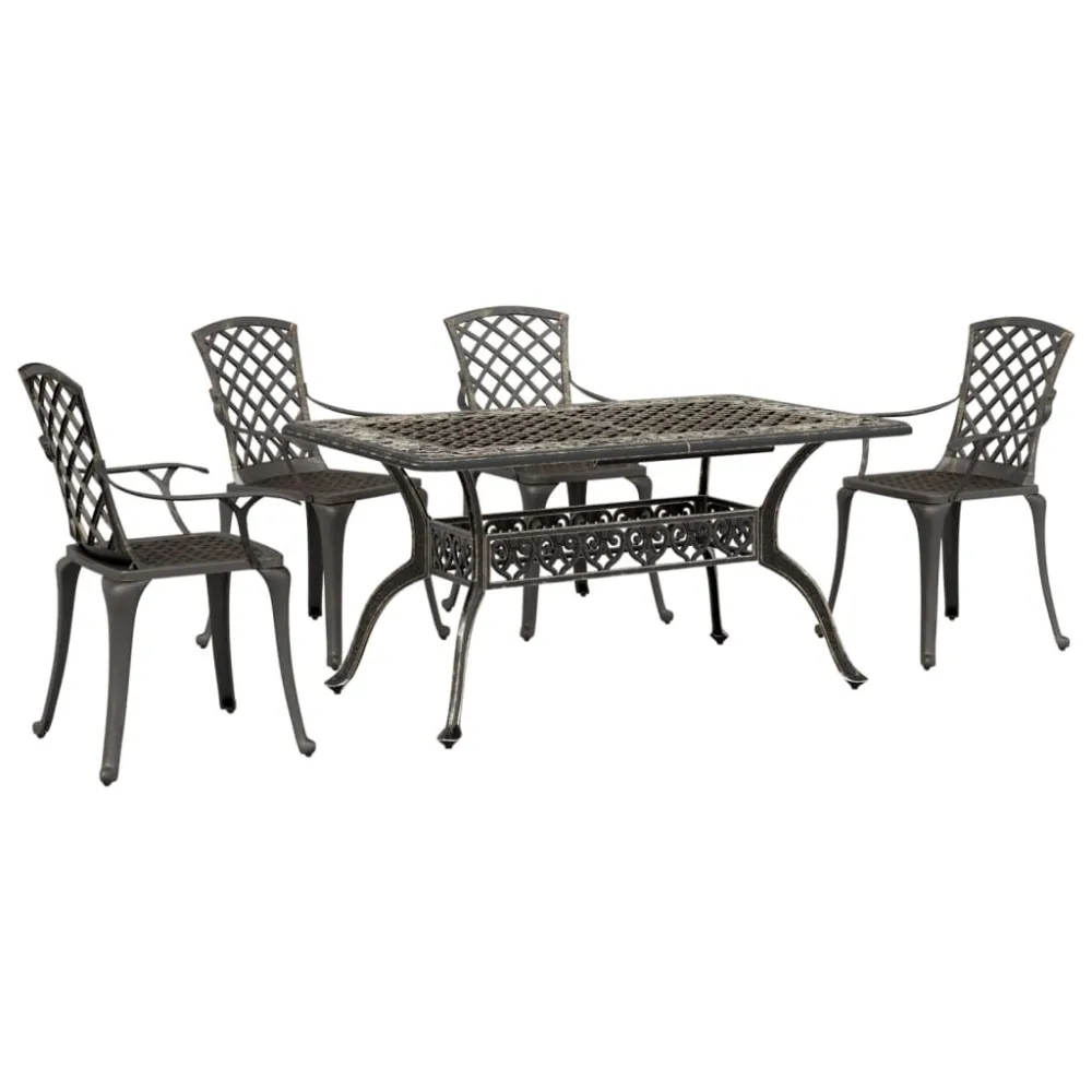 Conjunto de Relaxamento 5 pcs conjunto de jantar para jardim alumínio fundido bronzeado