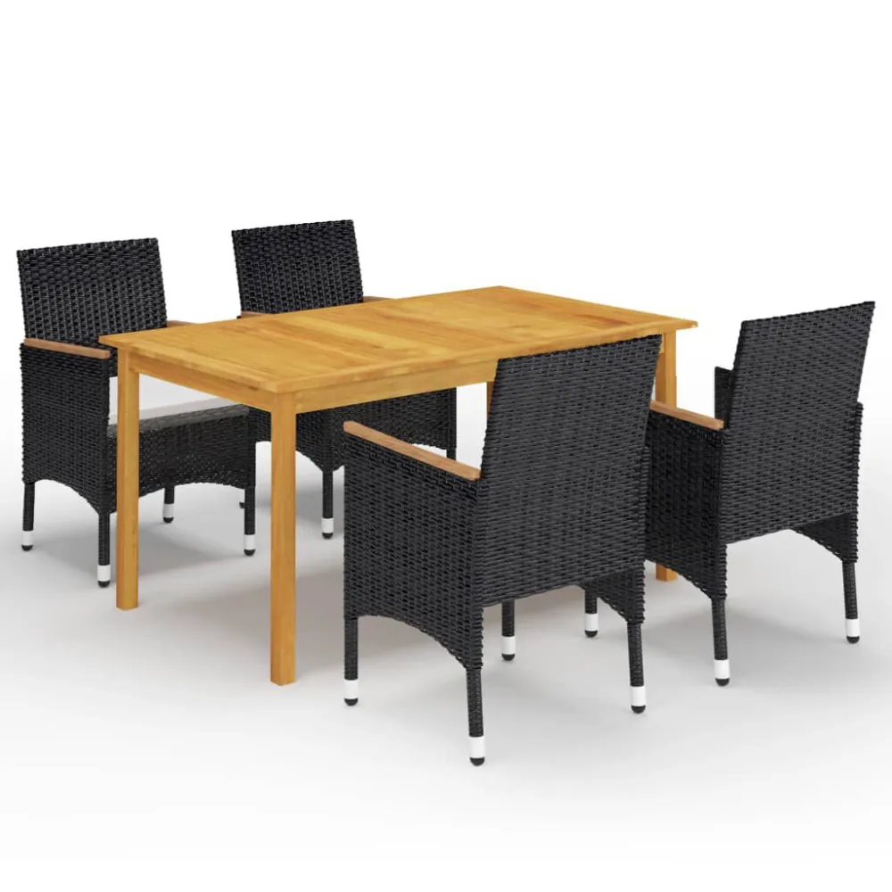 Conjunto de Relaxamento 5 pcs conjunto de jantar para jardim preto