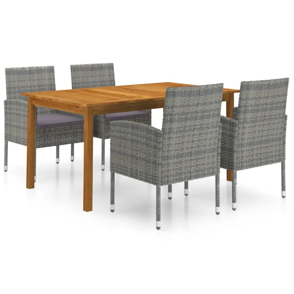 Conjunto de Relaxamento 5 pcs conjunto de jantar para jardim cinzento