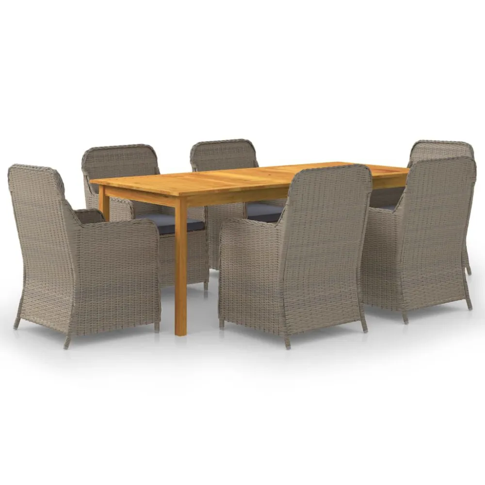 Conjunto de Relaxamento 7 pcs conjunto de jantar para jardim castanho
