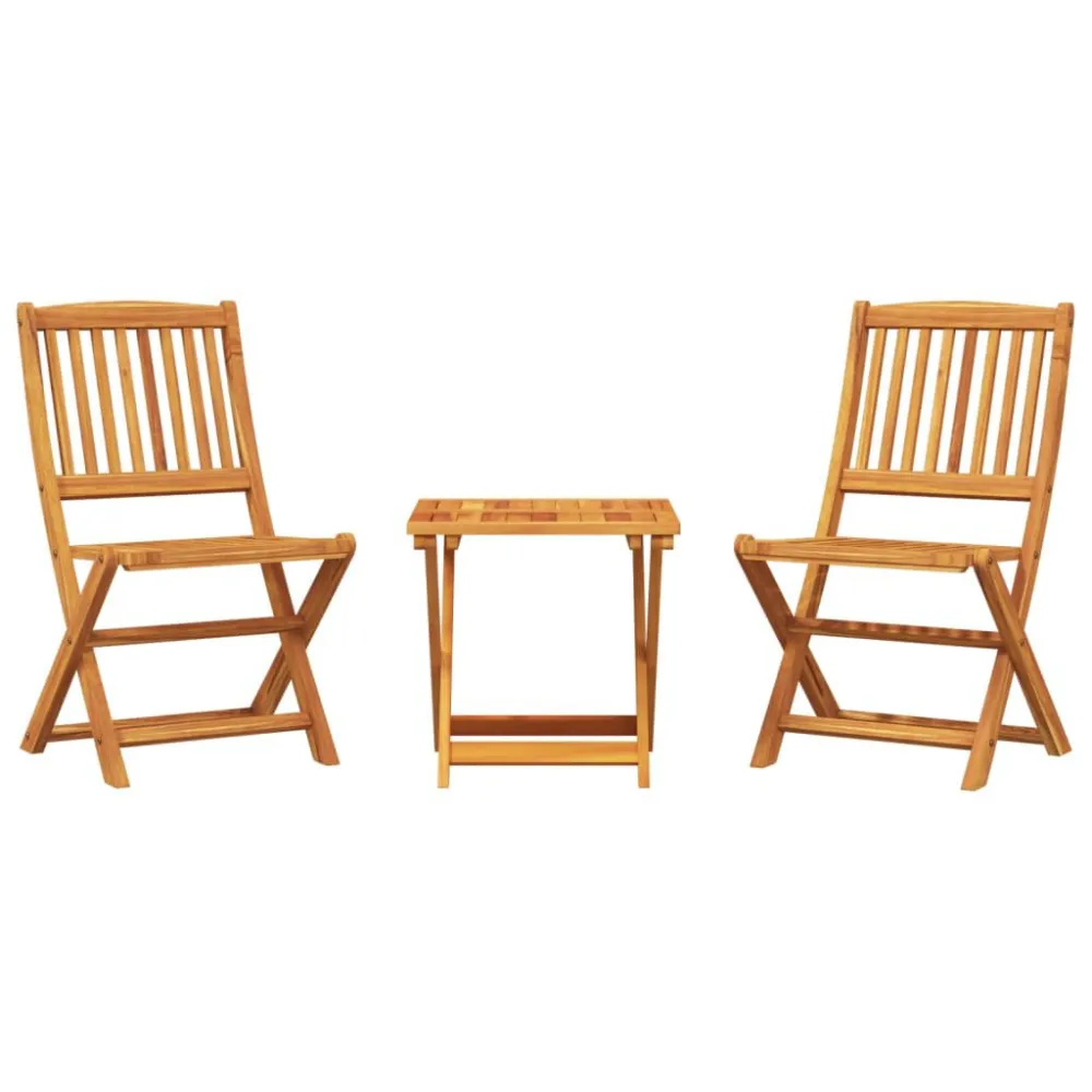 Design Ergonômico de 3 pcs conjunto jantar dobrável para jardim madeira acácia maciç