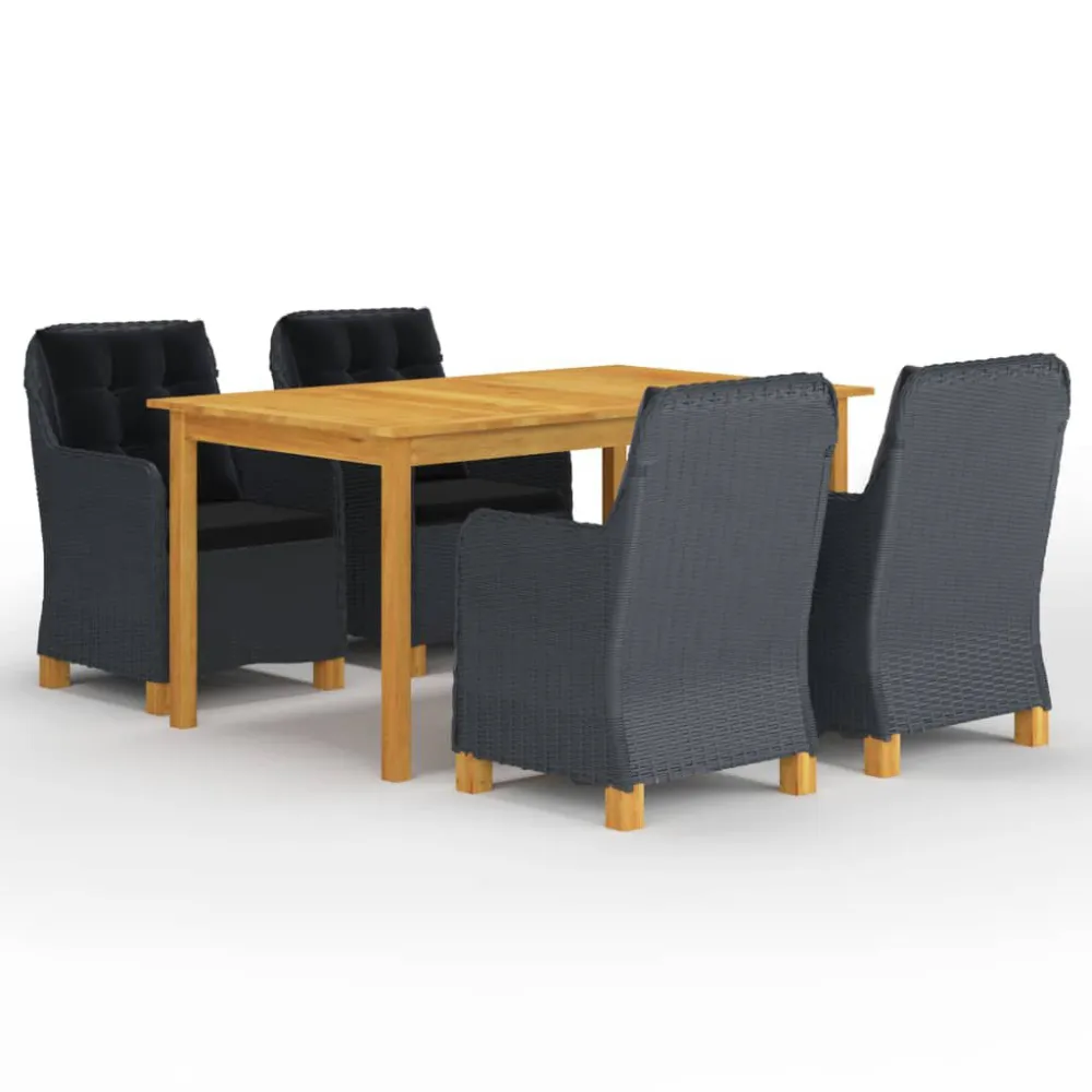 Design Ergonômico de 5 pcs conjunto de jantar para jardim cinzento-escuro