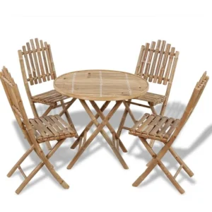 Design Ergonômico de 5 peças conjunto de jantar dobrável para exterior bambu
