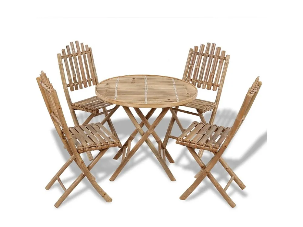 Design Ergonômico de 5 peças conjunto de jantar dobrável para exterior bambu