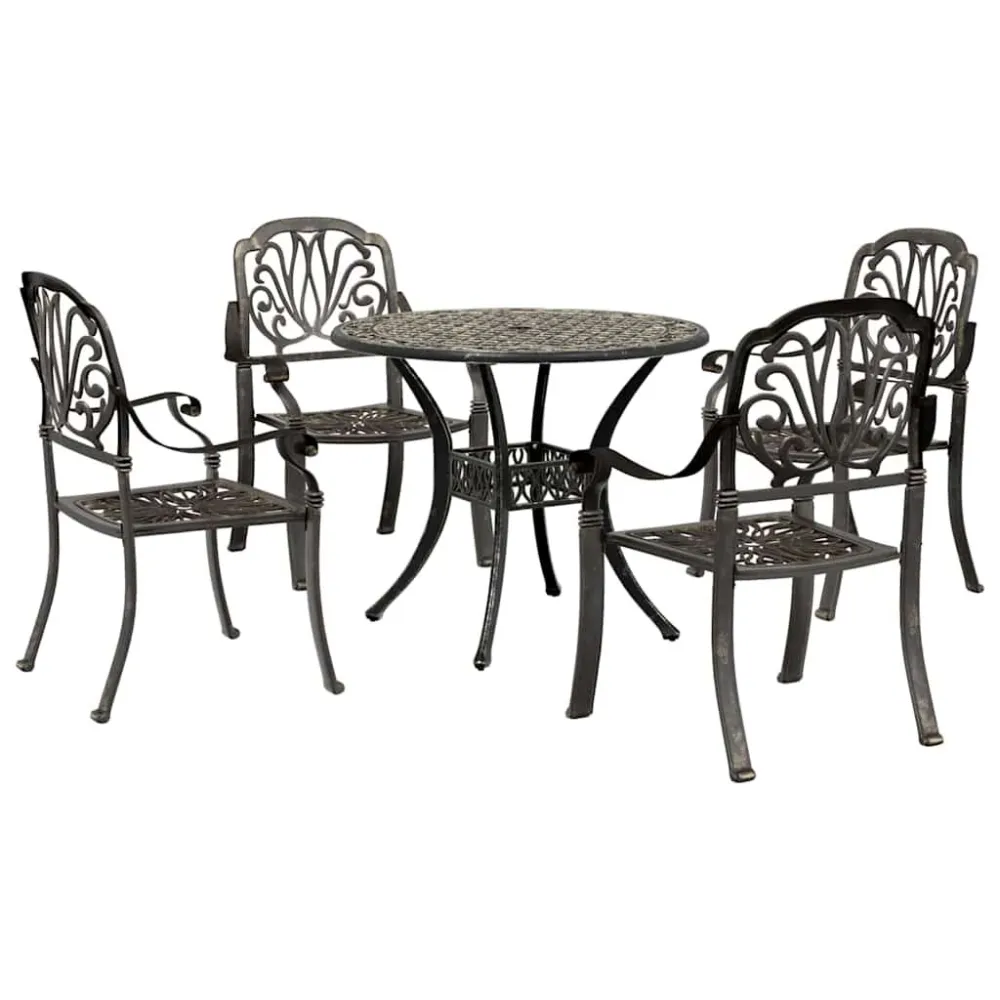 5 pcs conjunto de jantar para jardim alumínio fundido cobre escuro com Almofadas à Prova D'água