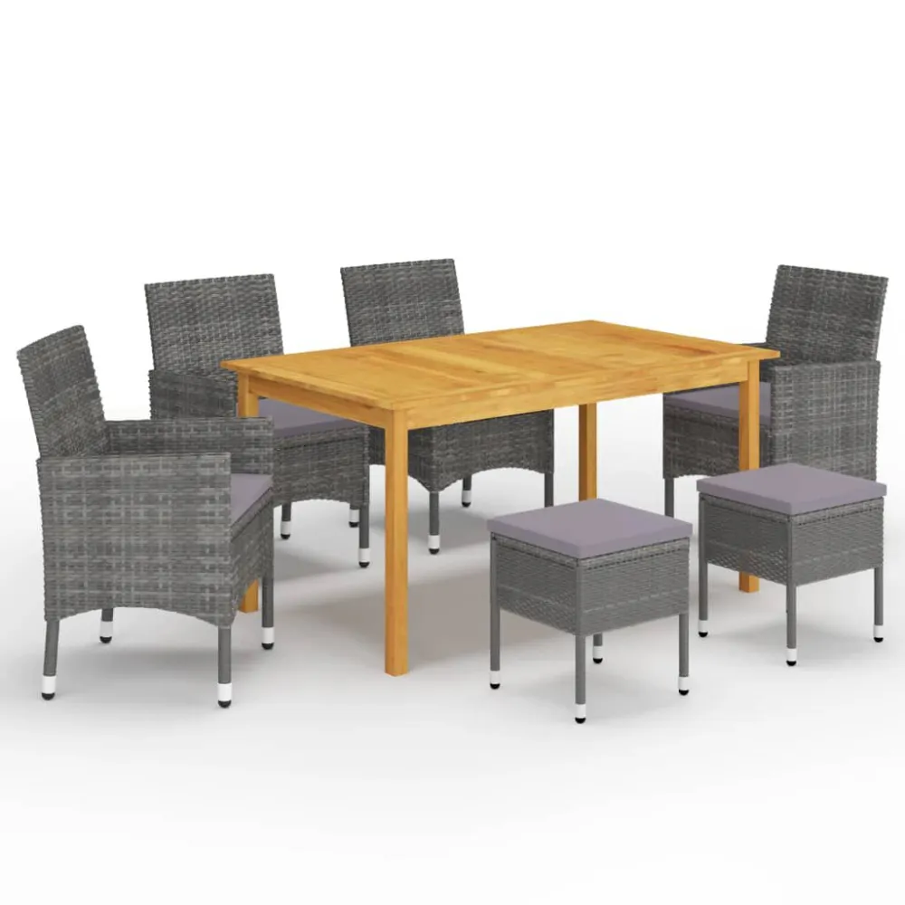 7 pcs conjunto de jantar para jardim cinzento em Tecido Outdoor