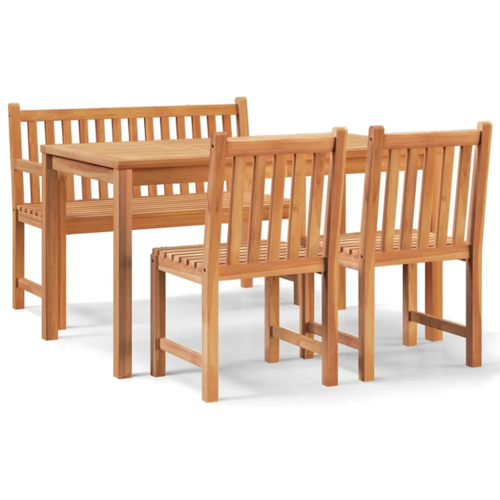 4 pcs conjunto de jantar para jardim madeira de teca maciç Fácil Manutenção