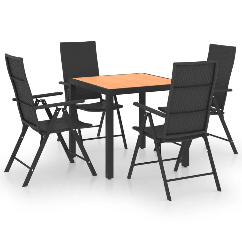 5 pcs conjunto de jantar para jardim preto e castanho | ço Inoxidável