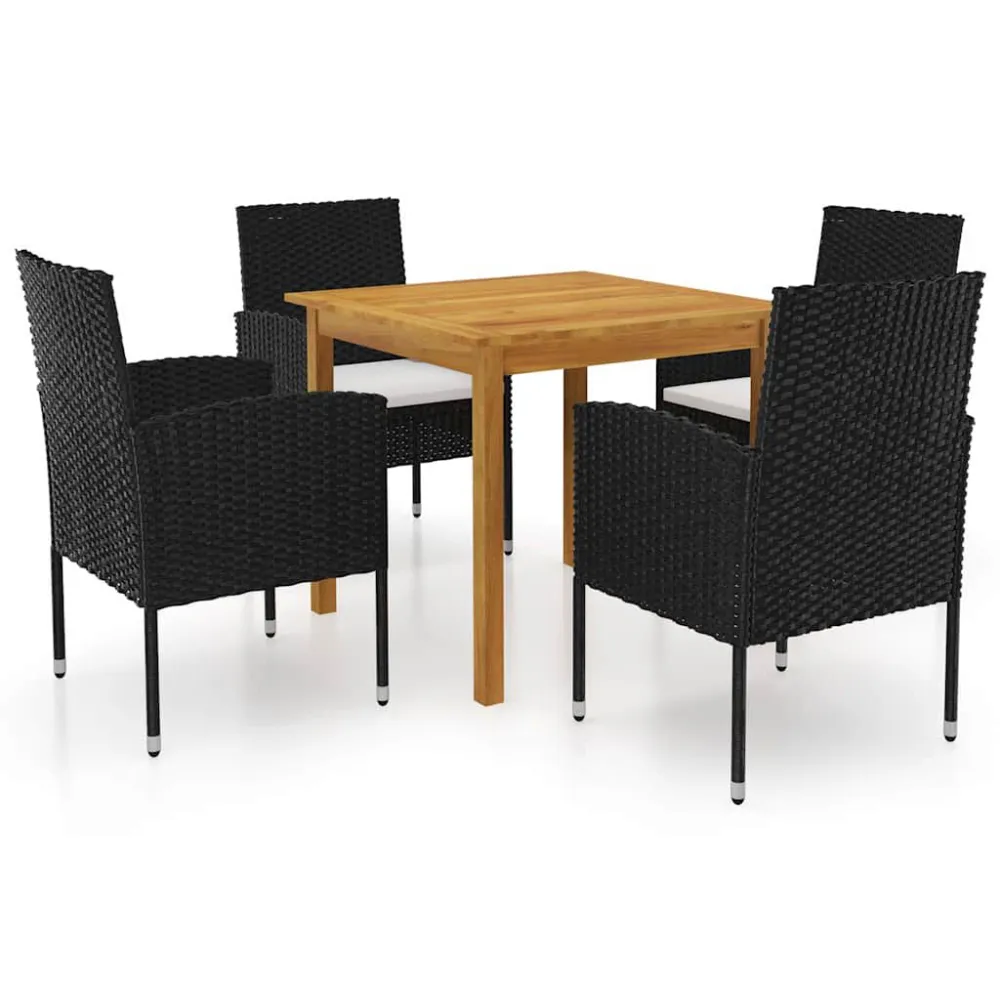 5 pcs conjunto de jantar para jardim preto Fácil Manutenção