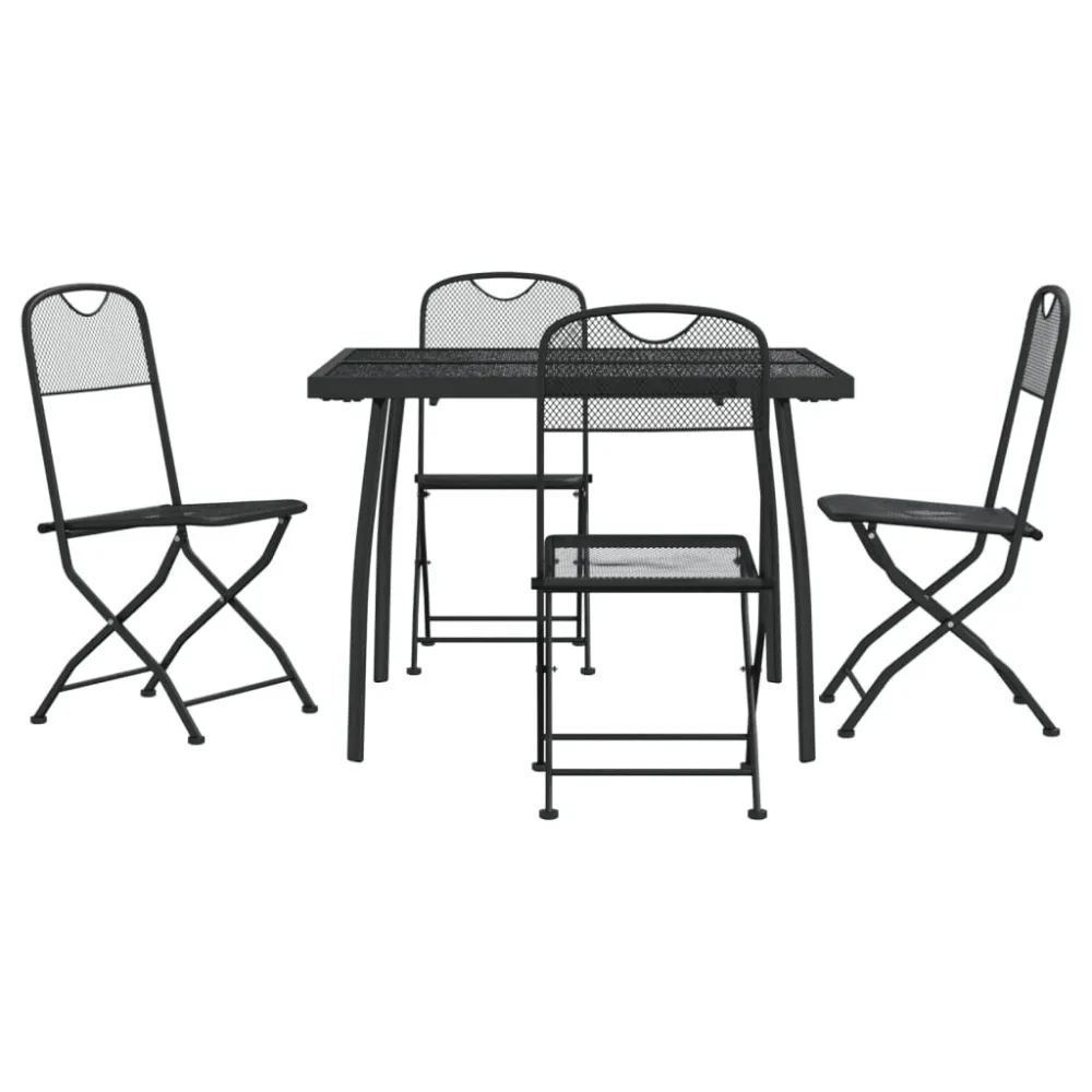 5 pcs conjunto de jantar para jardim rede de metálico antracite