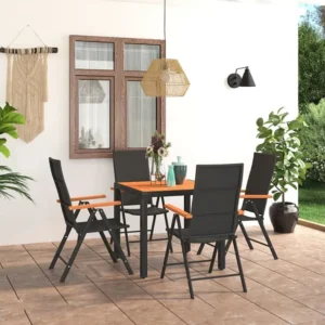 5 peças conjunto de jantar para jardim preto e castanho para Áreas de Lazer