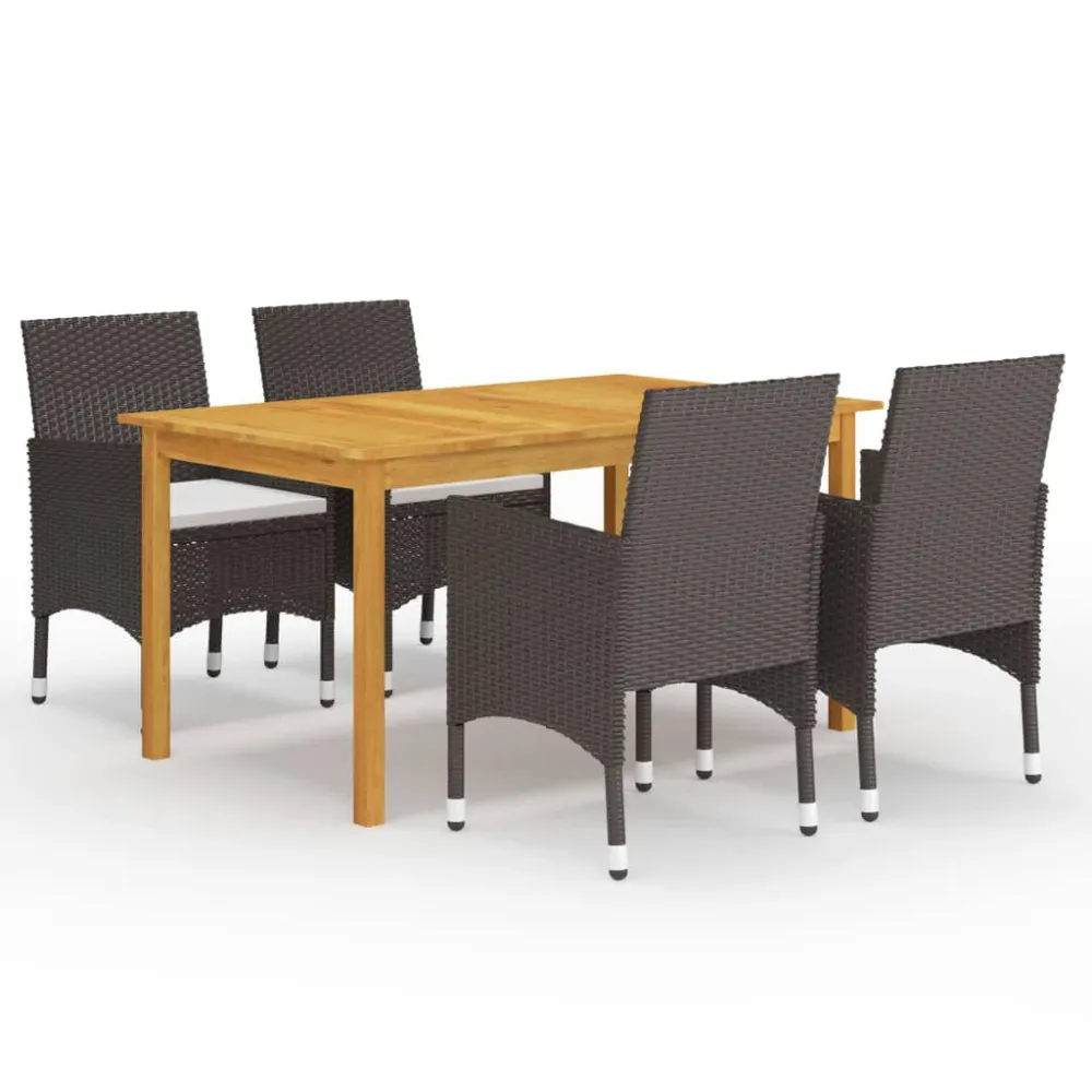 Resistente à Intempérie 5 pcs conjunto de jantar para jardim castanho