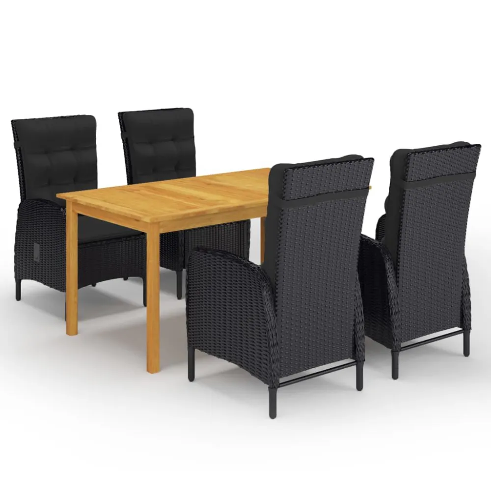 Resistente à Intempérie 5 pcs conjunto de jantar para jardim preto