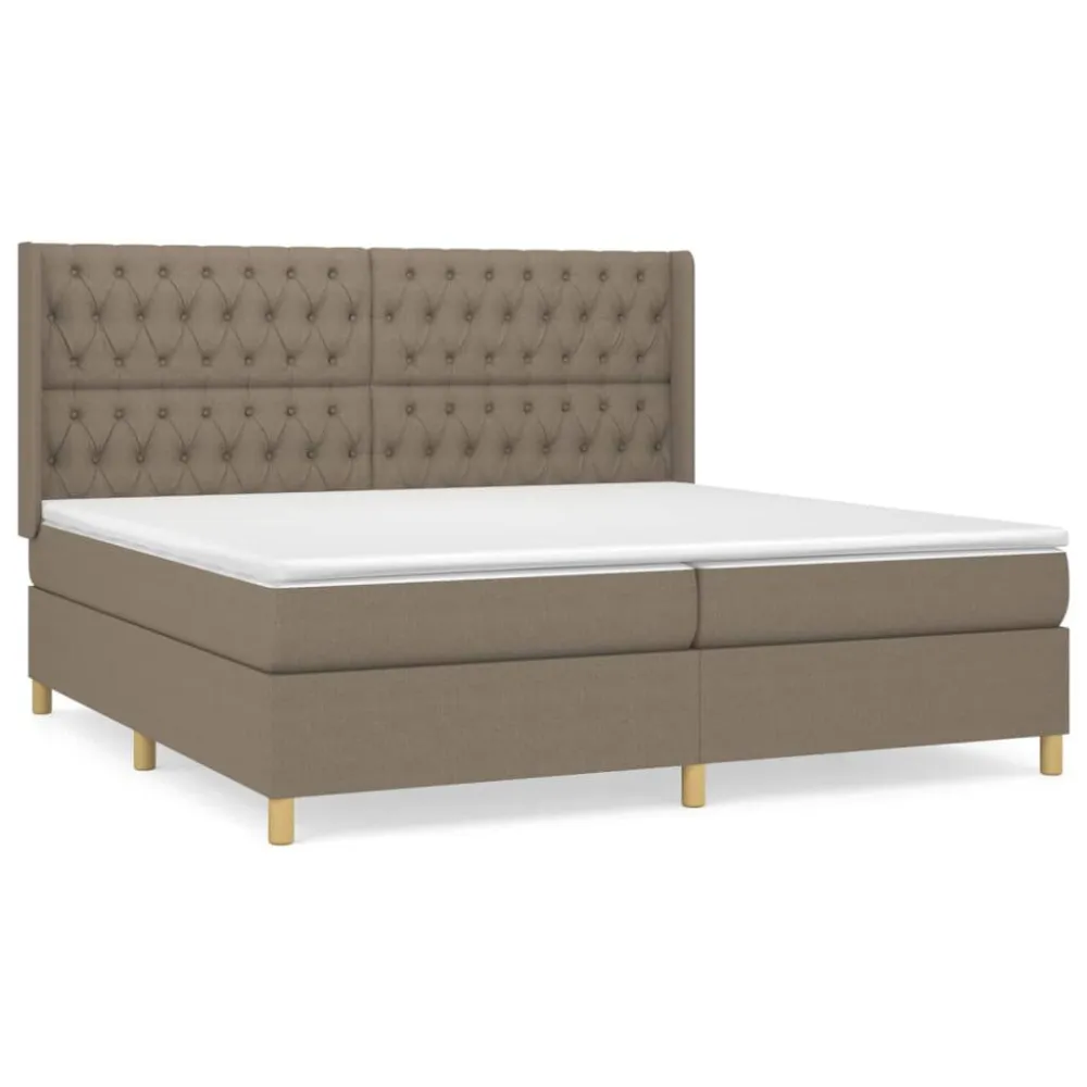 Cama com molasemcolchão 200x200 cm tecido castanho-acinzentado com Fio de 400 Fios