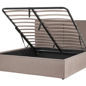 Fabric EU King Size Ottoman Bed Taupe MOISSAC com Zíper Oculto