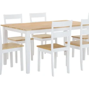 Mesa de Centro Conjunto de refeição com 6 lugares em madeira castanha e branca GEORGIA