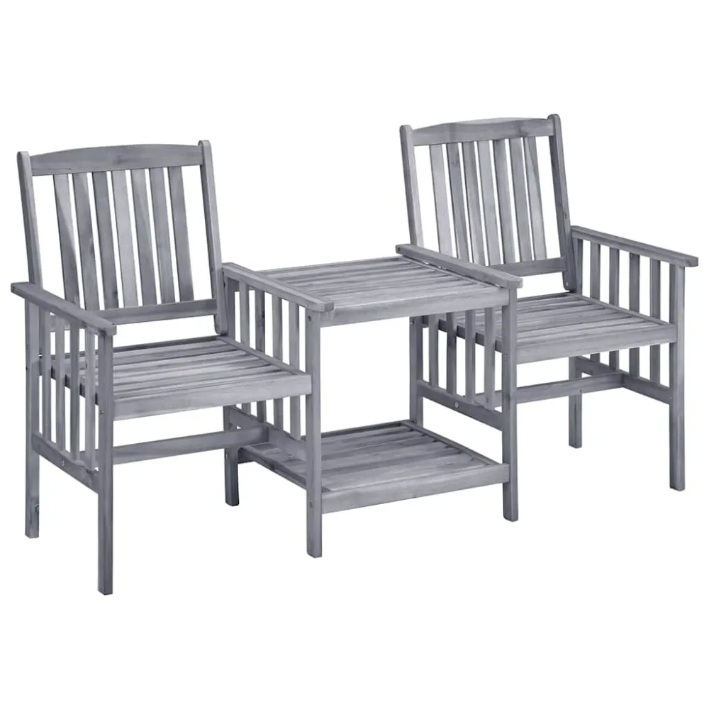 Cadeiras de jardim com mesa de centro 159x61x92 cm acácia maciç com Garantia de 1 Ano