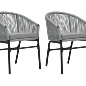Cadeiras de jardim 2 peças vime PE antracite | Material Impermeável