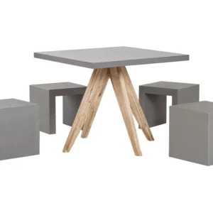 Conjunto Completo para Piquenique Conjunto de jardim com mesa 90 x 90 cm e 4 bancos em cinzento OLBIA / TARANTO
