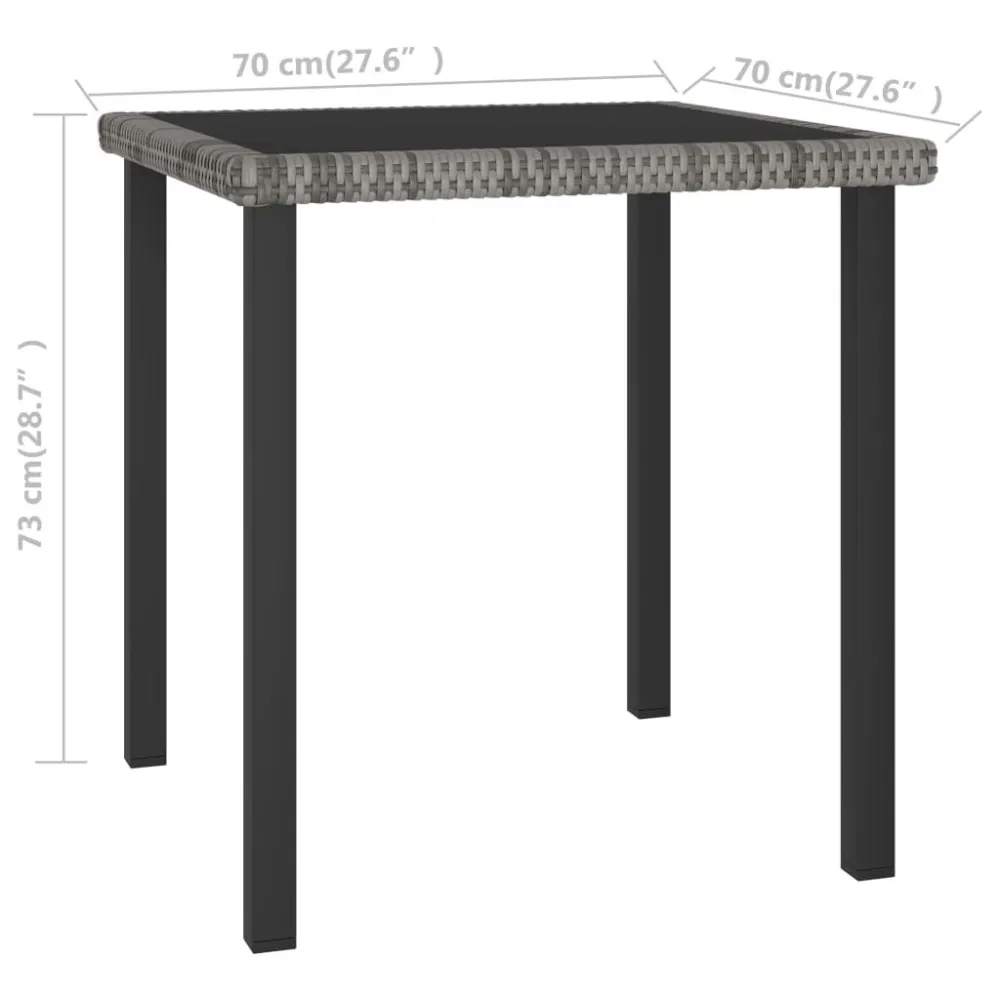 Conjunto Completo para Piquenique Mesa de jantar para jardim 70x70x73 cm vime PE cinzento