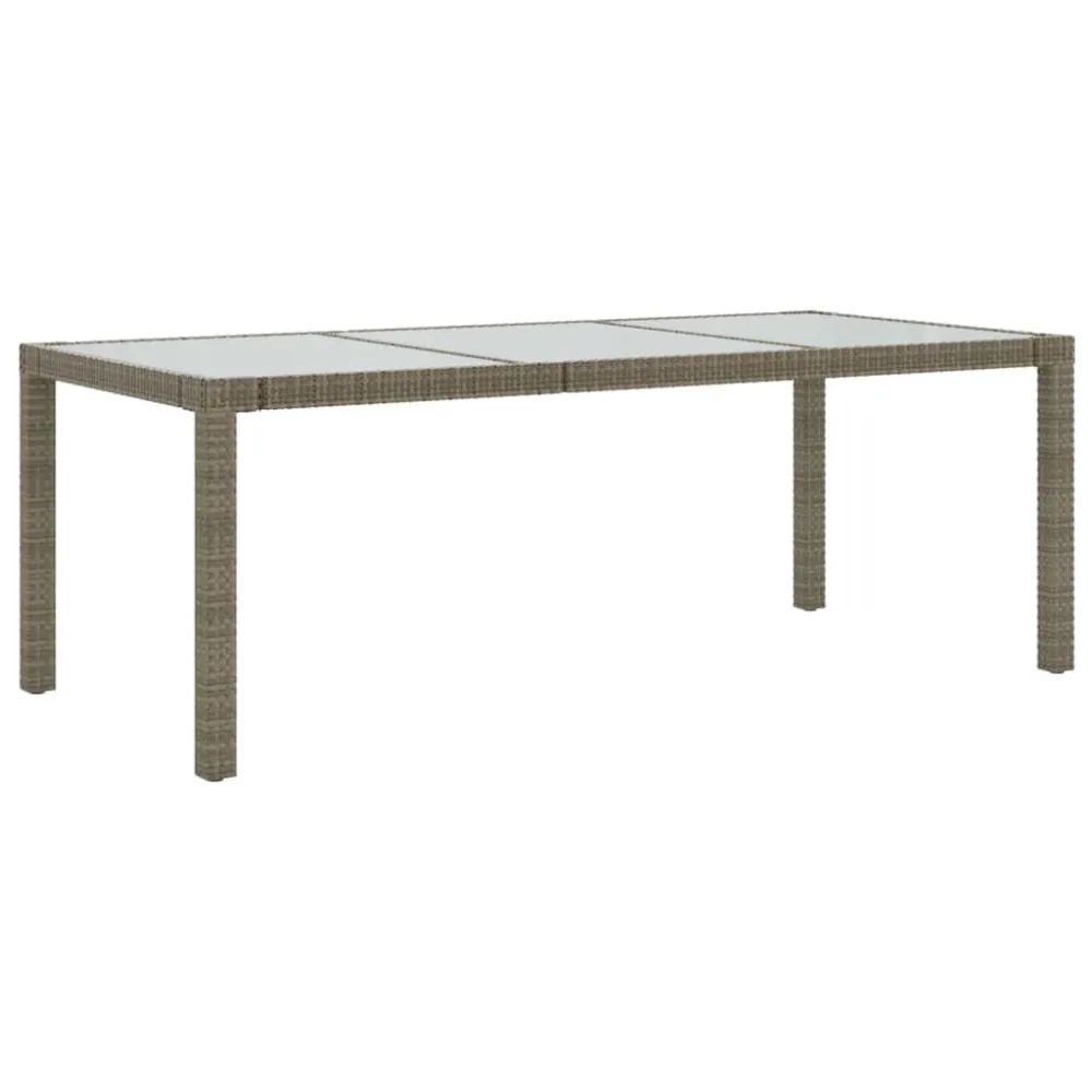 Conjunto Completo para Piquenique Mesa de jardim 190x90x75 cm vidro temperado e vime PE cinzento