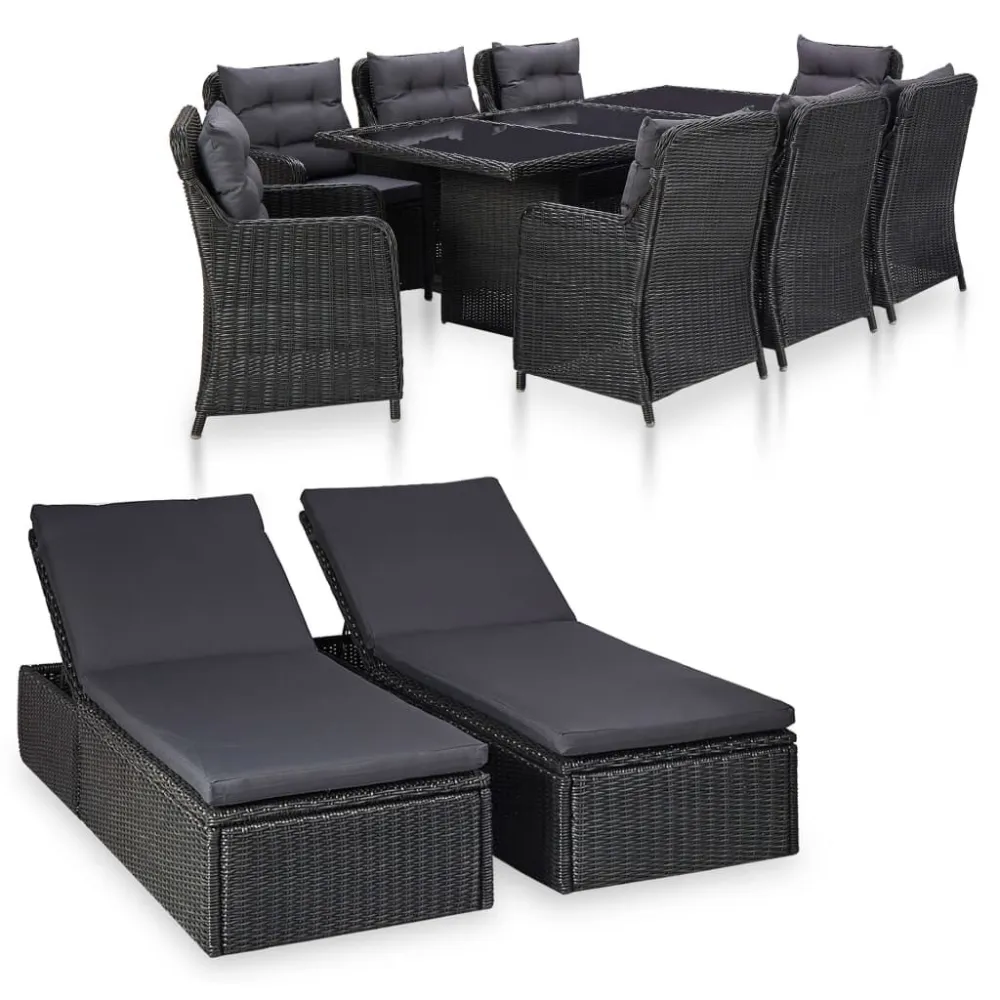 Conjunto Completo para Piquenique 11 pcs conjunto de jantar para jardim vime PE preto