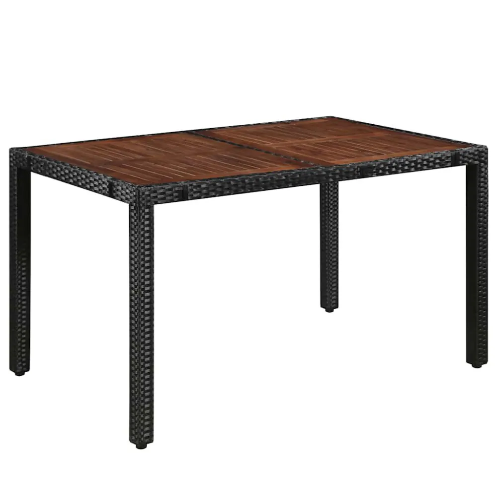 Conjunto Completo para Piquenique 7 pcs conjunto jantar exterior vime PE e madeira acácia preto