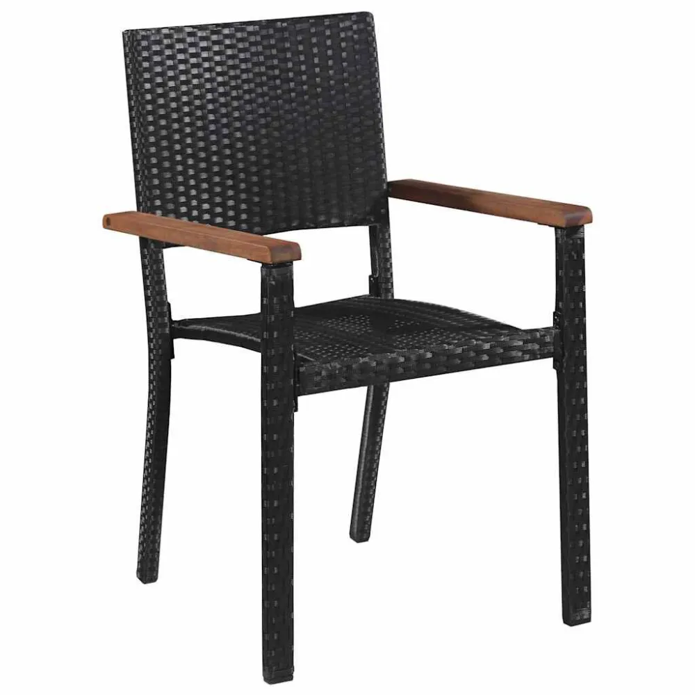 Conjunto Completo para Piquenique 7 pcs conjunto jantar exterior vime PE e madeira acácia preto