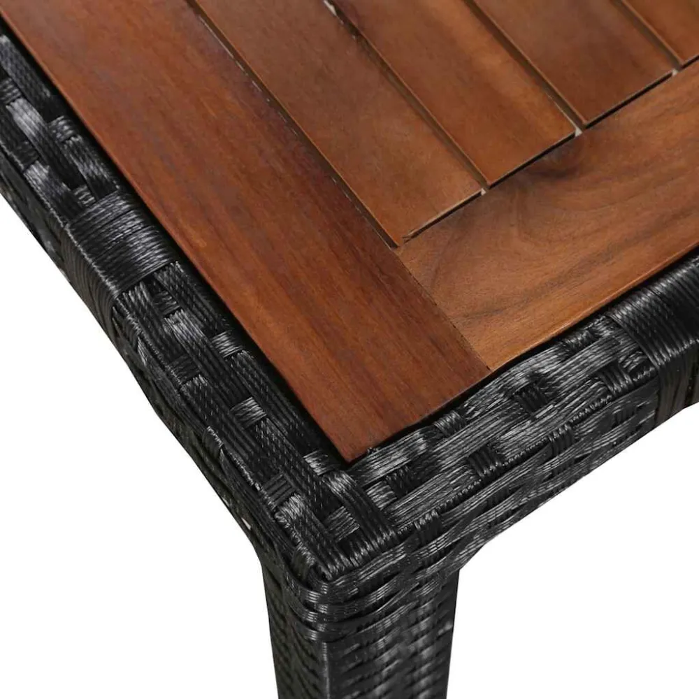 Conjunto Completo para Piquenique 7 pcs conjunto jantar exterior vime PE e madeira acácia preto