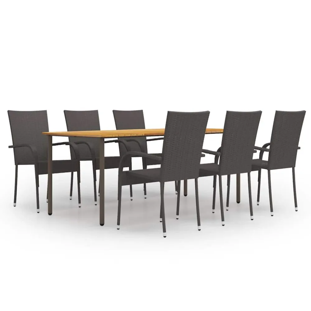 Conjunto Completo para Piquenique 7 pcs conjunto de jantar para jardim vime PE castanho