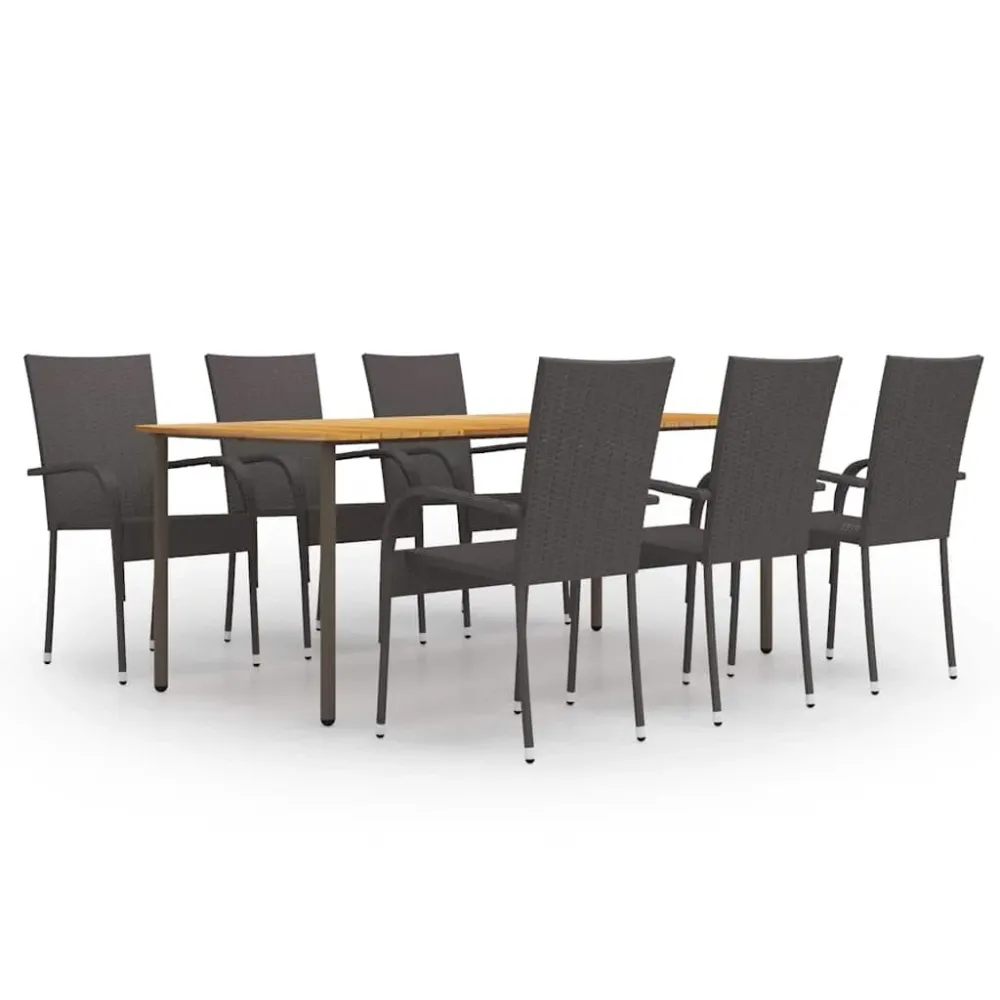 Conjunto Completo para Piquenique 7 pcs conjunto de jantar para jardim vime PE castanho