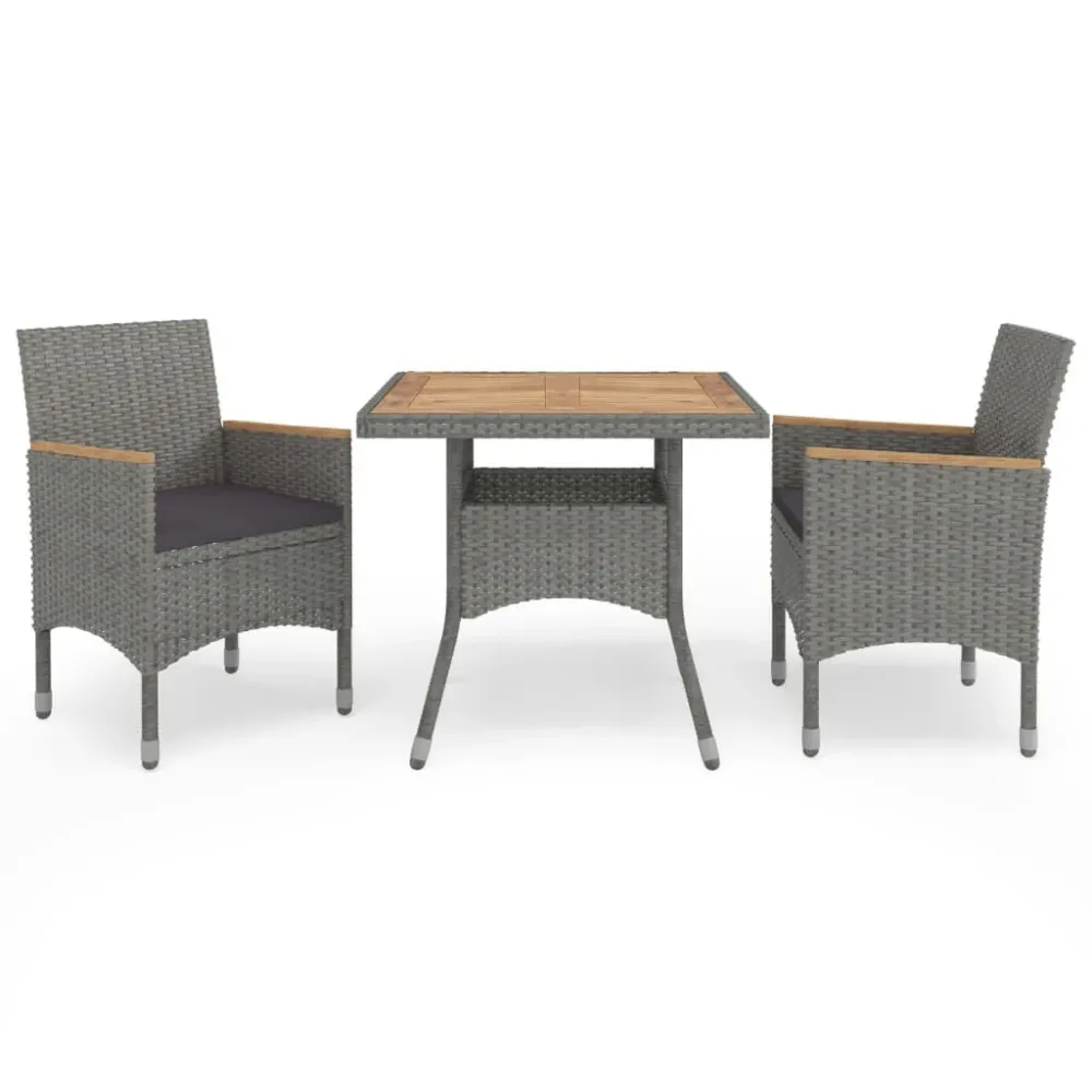 Conjunto Completo para Piquenique 3 pcs conjunto de jantar para jardim vime PE e acácia cinzento