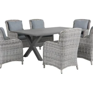 Conjunto Completo para Piquenique 6 Seater PE Rattan Garden Dining Set Grey CASCAIS