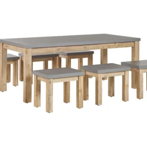 Conjunto de jardim com mesa e 6 tamboretes em betão cinzento OSTUNI com Garantia de 1 Ano