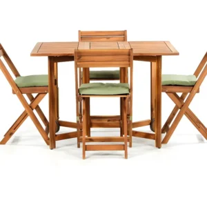 Estosa - Conjunto de mesa de exterior dobrável em madeira e 4 cadeiras 110x90 cm Vittoria | Material Impermeável