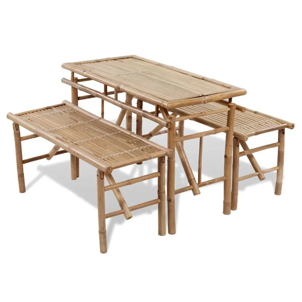 Mesa de cerveja com 2 bancos 100 cm bambu com Garantia de 1 Ano