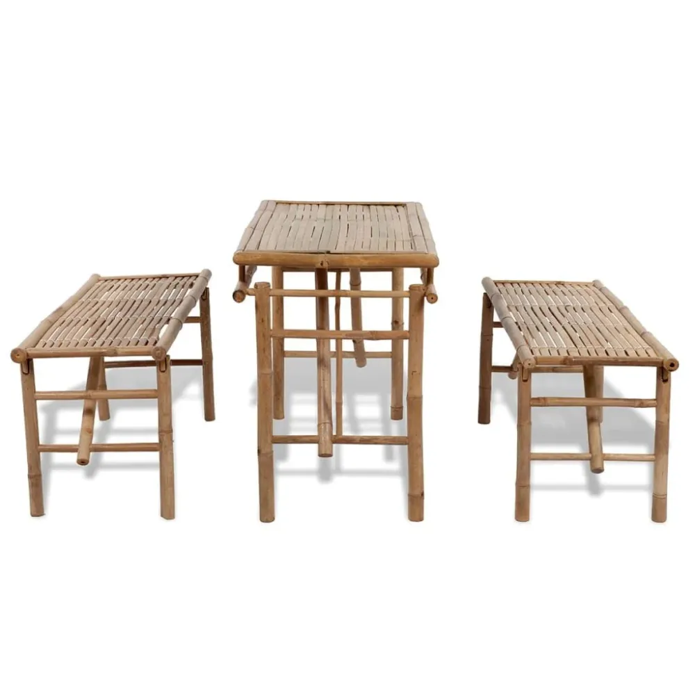 Mesa de cerveja com 2 bancos 100 cm bambu com Garantia de 1 Ano