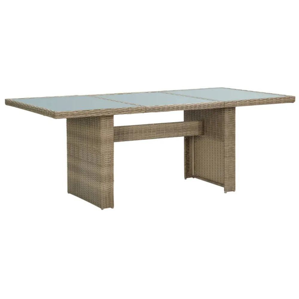 Mesa de jantar jardim 200x100x74 cm vidro e vime PE castanho com Garantia de 1 Ano