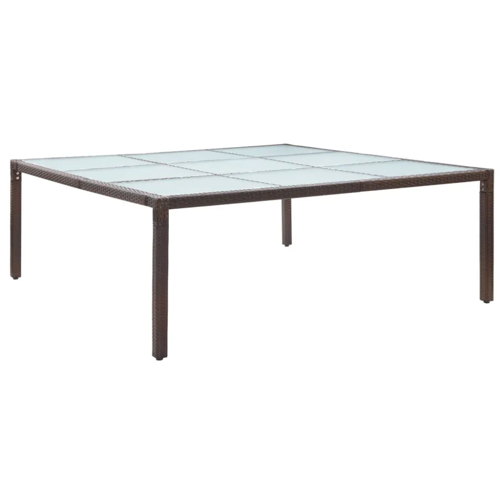 Mesa de jantar para jardim 200x200x74 cm vime PE castanho com Garantia de 1 Ano