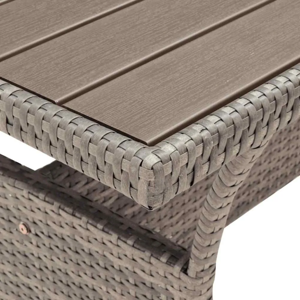 Mesa de jardim 120x70x66 cm vime PE cinzento | Material Impermeável
