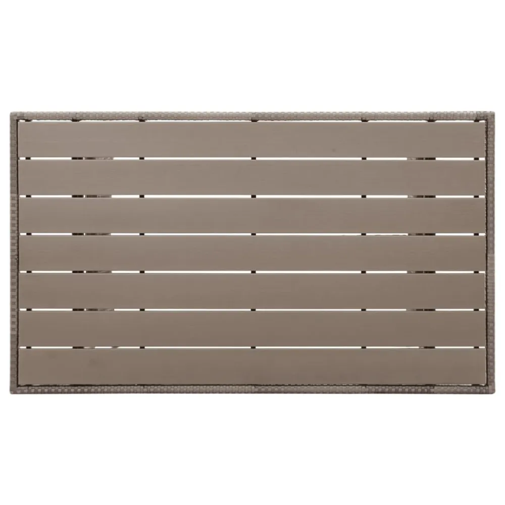 Mesa de jardim 120x70x66 cm vime PE cinzento | Material Impermeável