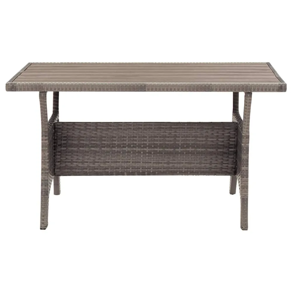 Mesa de jardim 120x70x66 cm vime PE cinzento | Material Impermeável