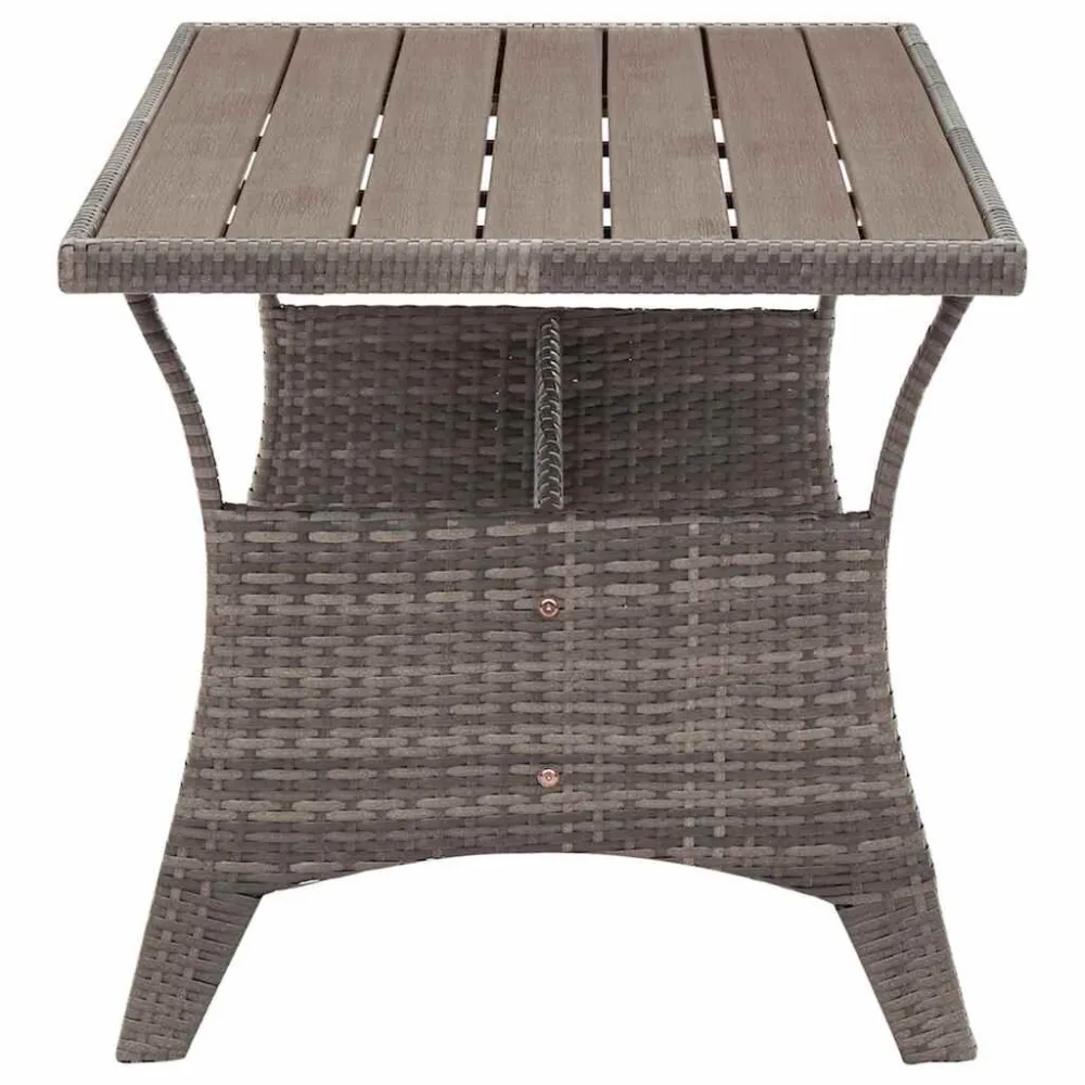 Mesa de jardim 120x70x66 cm vime PE cinzento | Material Impermeável