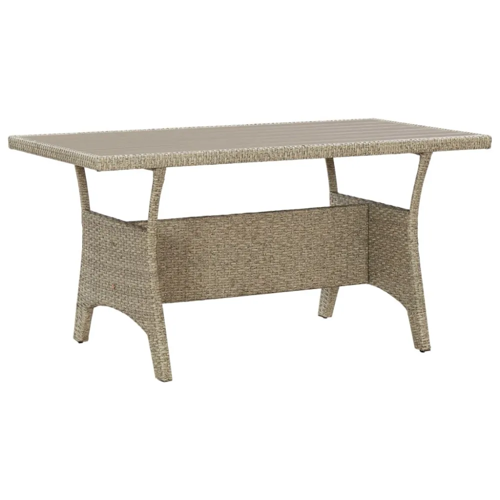 Mesa de jardim 130x70x66 cm vime PE cinzento com Garantia de 1 Ano