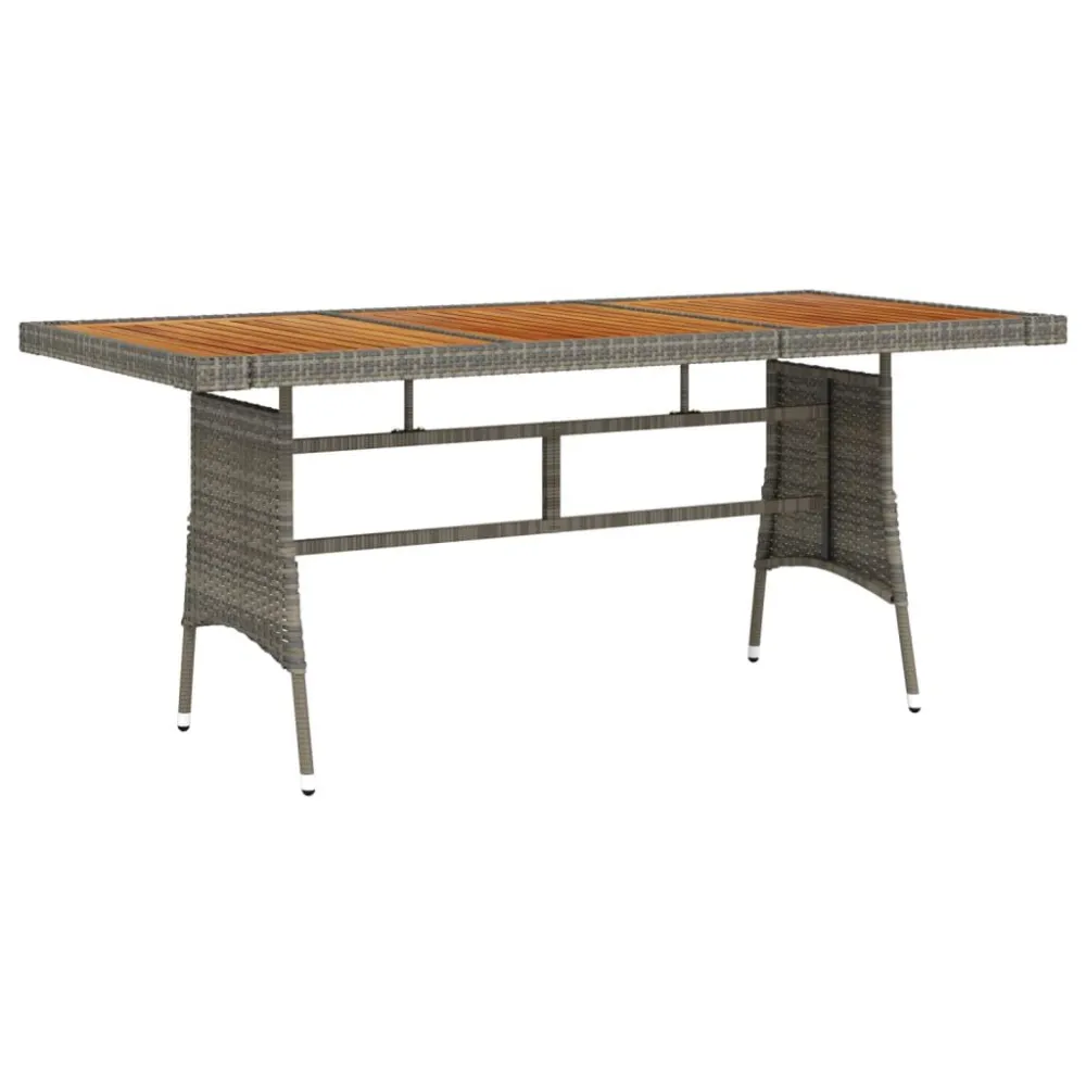 Mesa de jardim 160x70x72 cm vime PE e acácia maciç cinzento com Garantia de 1 Ano