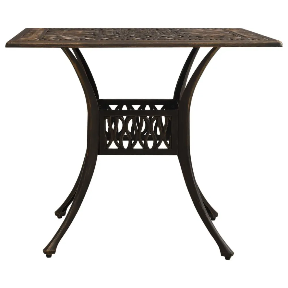 Mesa de jardim 90x90x73 cm alumínio fundido âmbar escuro