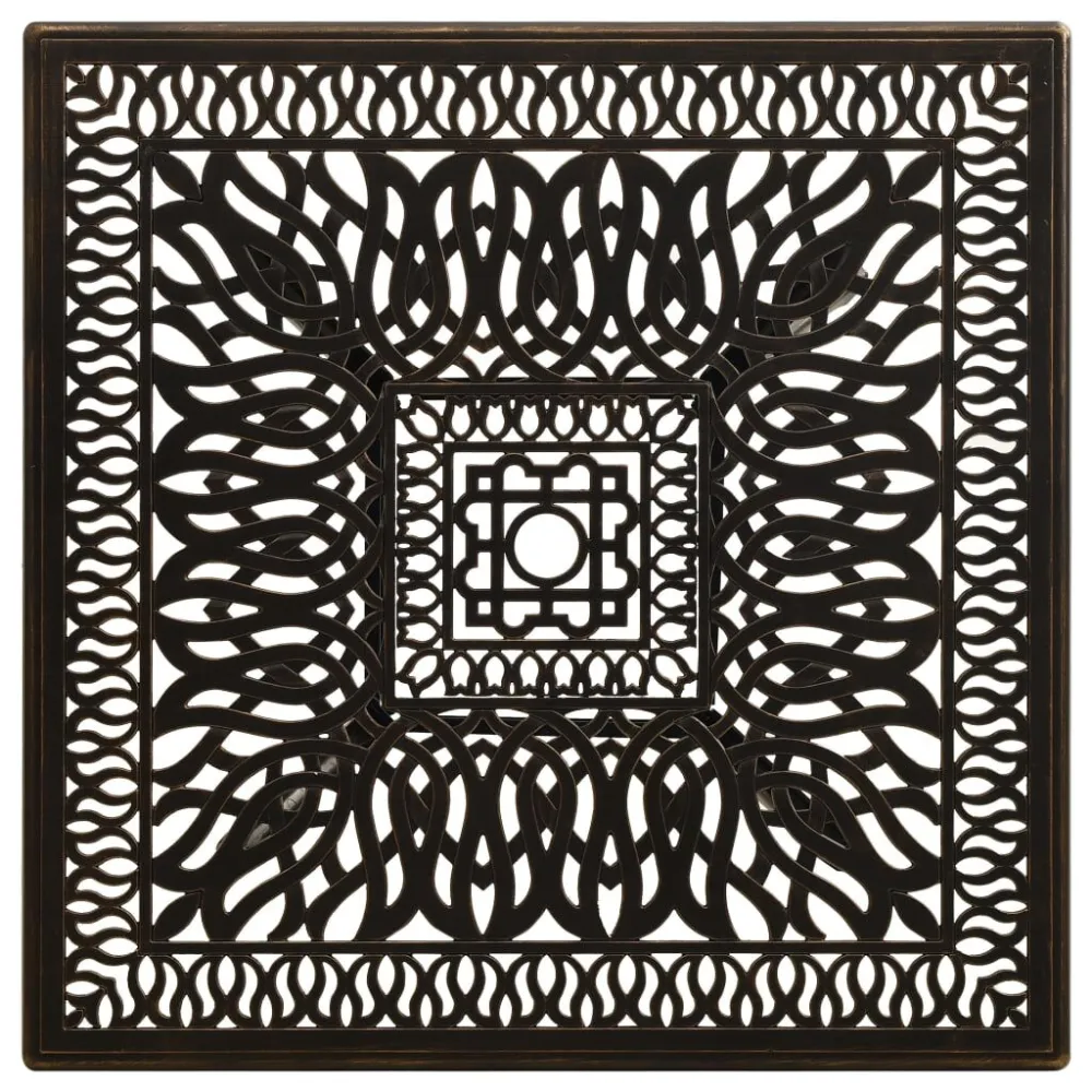 Mesa de jardim 90x90x73 cm alumínio fundido âmbar escuro
