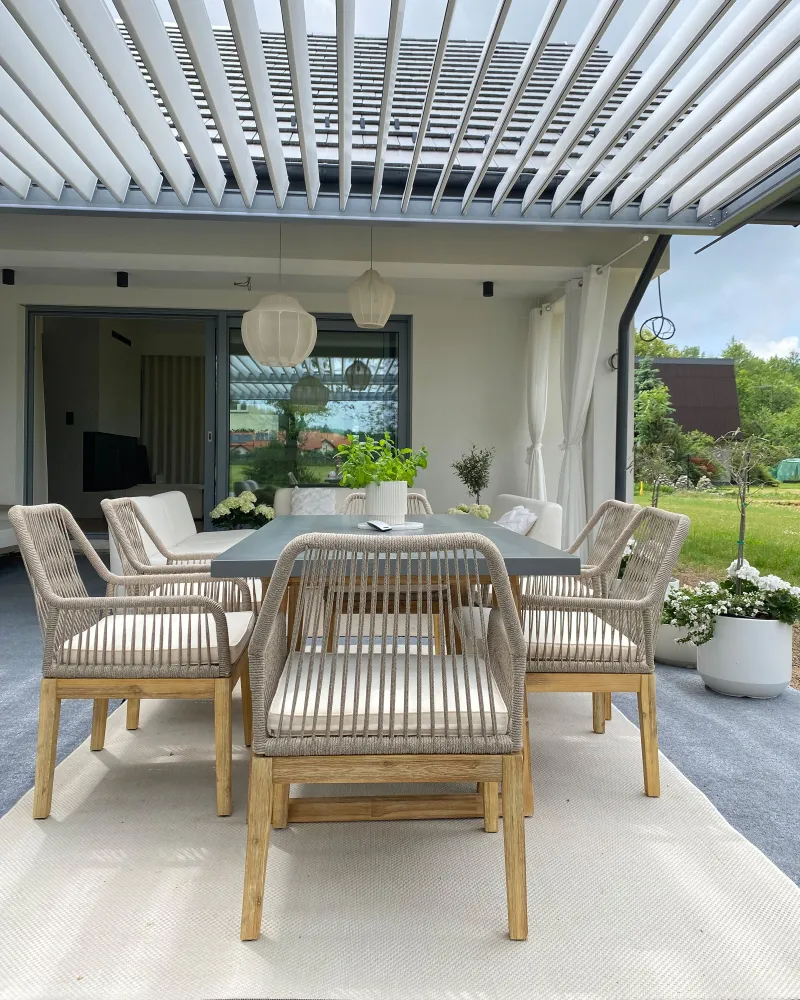 Mesa de jardim de cimento 180 x 90 cm cinzento ORIA | Material Impermeável