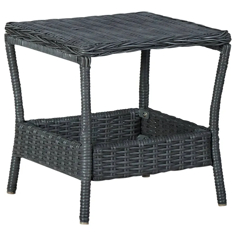 Mesa de jardim em vime PE 45x45x46,5 cm cinzento-escuro | Material Impermeável
