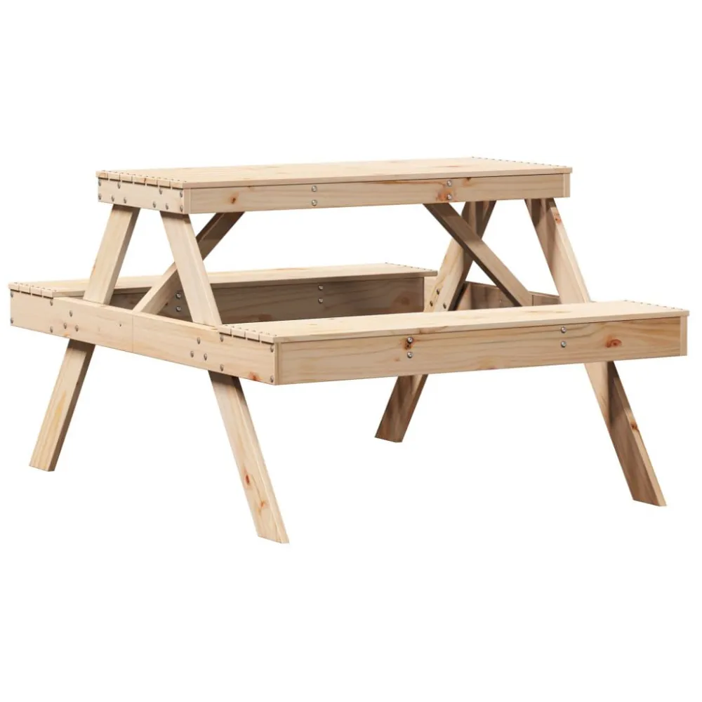 Mesa de piquenique 105x134x75 cm madeira de pinho maciç com Garantia de 1 Ano